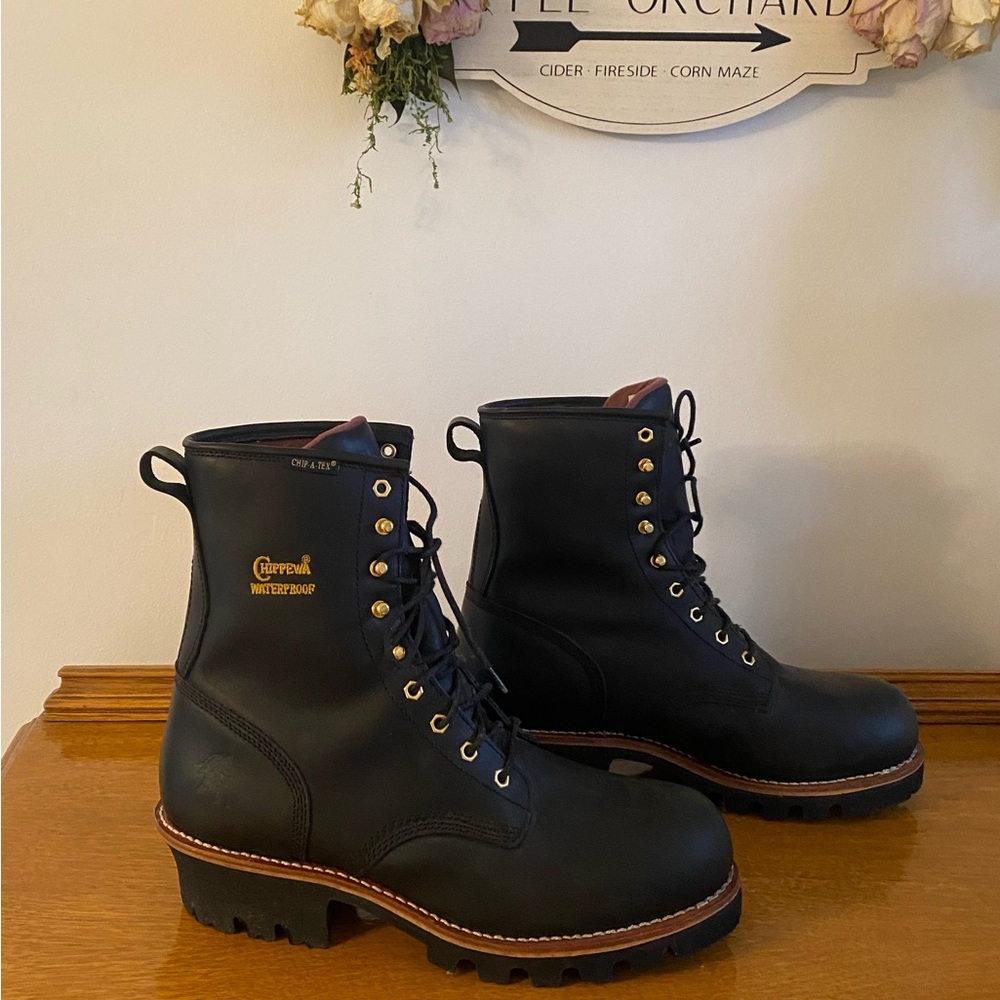 NEW Chippewa Black Leather Logger Steel Toe Waterproof Thinsulate Boots Men 11W - Picture 3 of 10